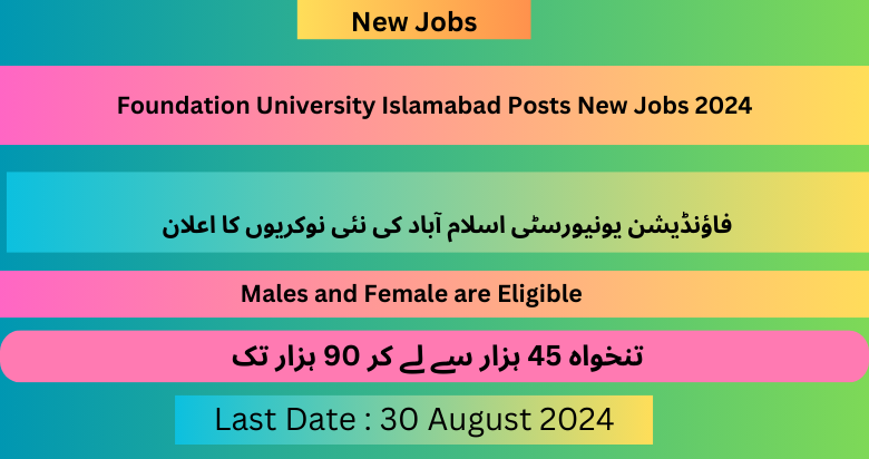 Foundation University Islamabad Posts New Jobs 2024