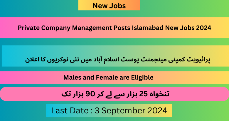 Private Company Management Posts Islamabad New Jobs 2024