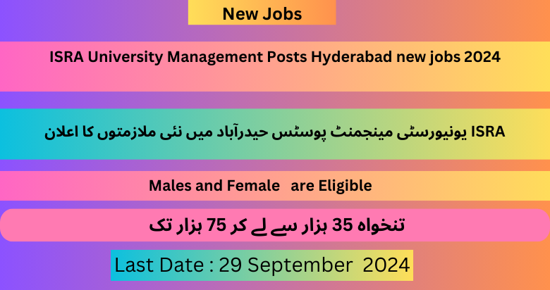 ISRA University Management Posts Hyderabad new jobs 2024